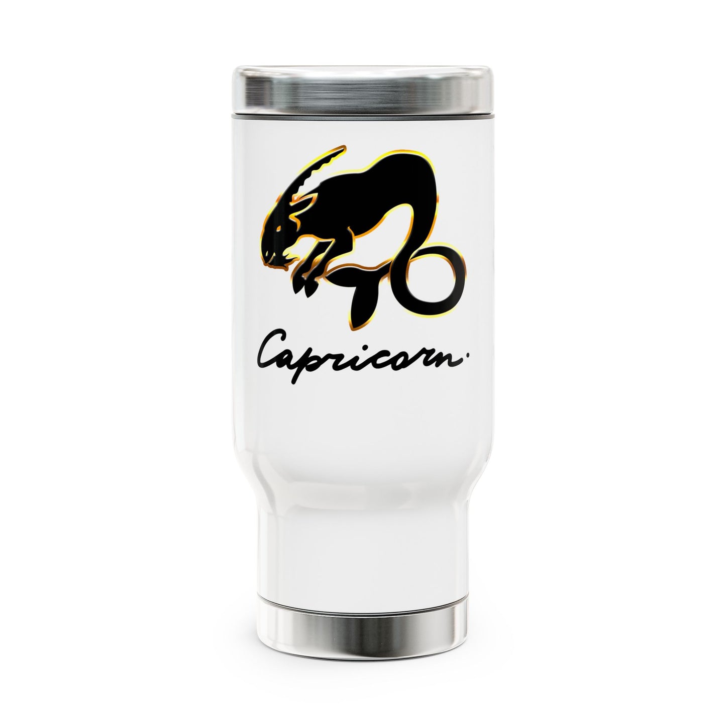 Capricorn Goat, Stainless Steel Travel Mug with Handle, 14oz