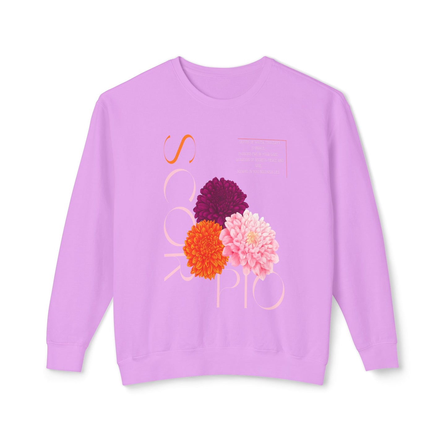 Scorpio Chrysanthemums, Unisex Lightweight Crewneck Sweatshirt