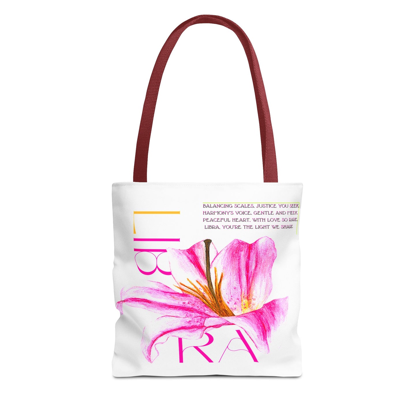 Libra Lily White Tote Bag, 3 Sizes