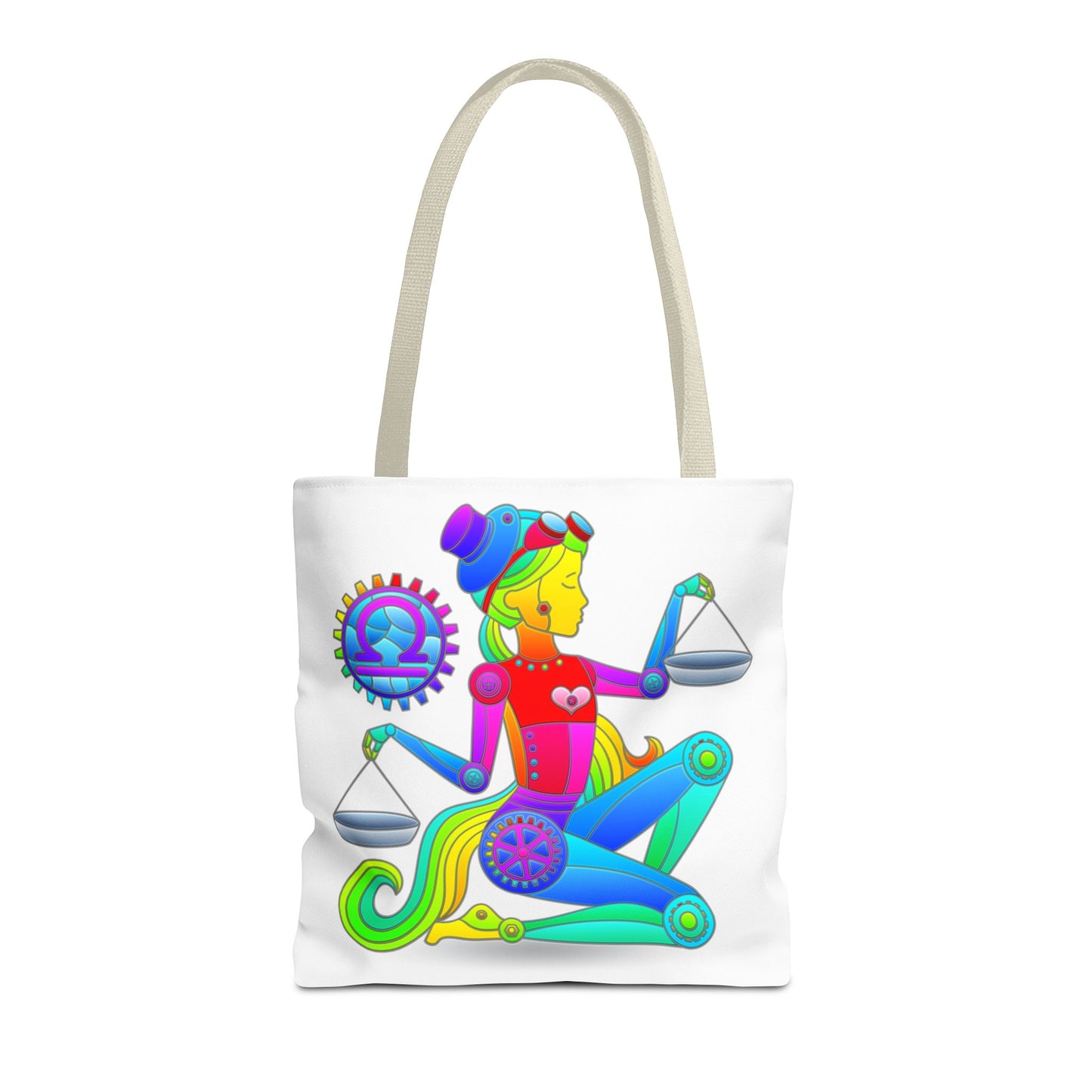 Libra Rainbow Steampunk, White Tote Bag