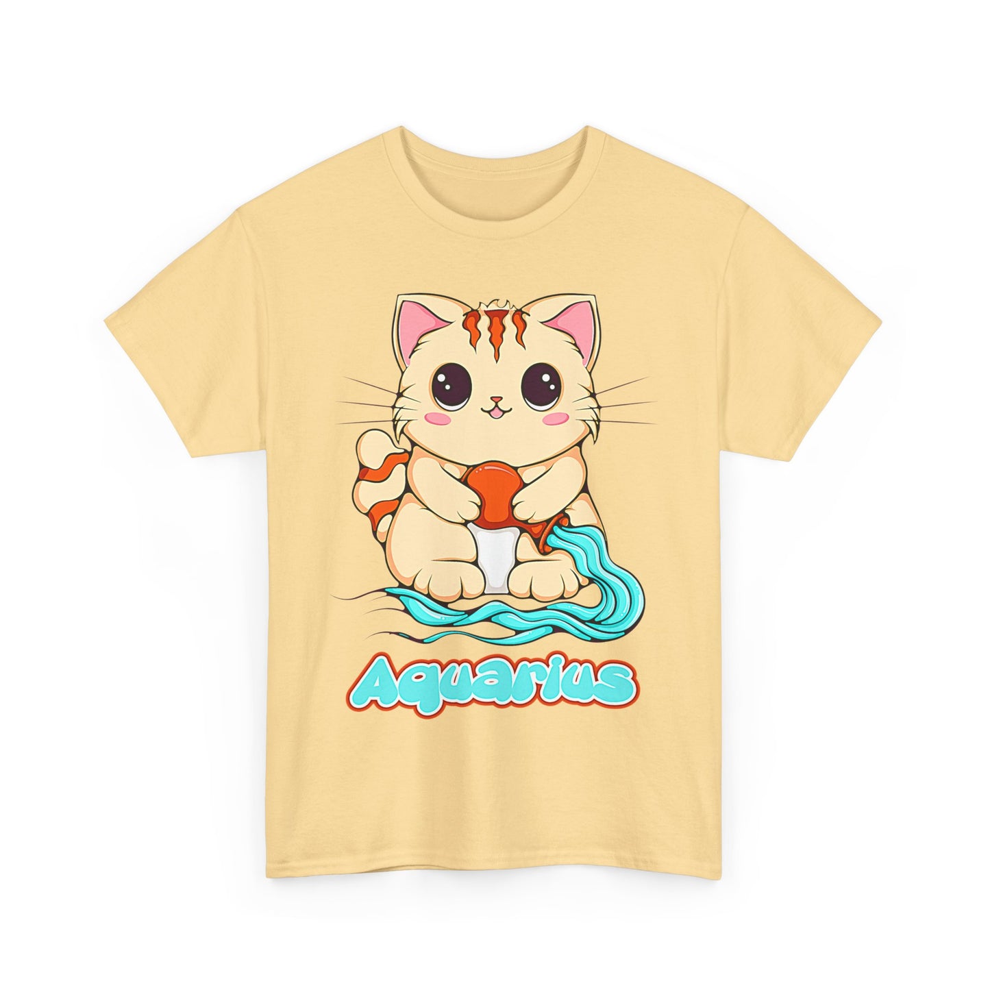 Aquarius Anime Cat, Unisex Heavy Cotton Tee