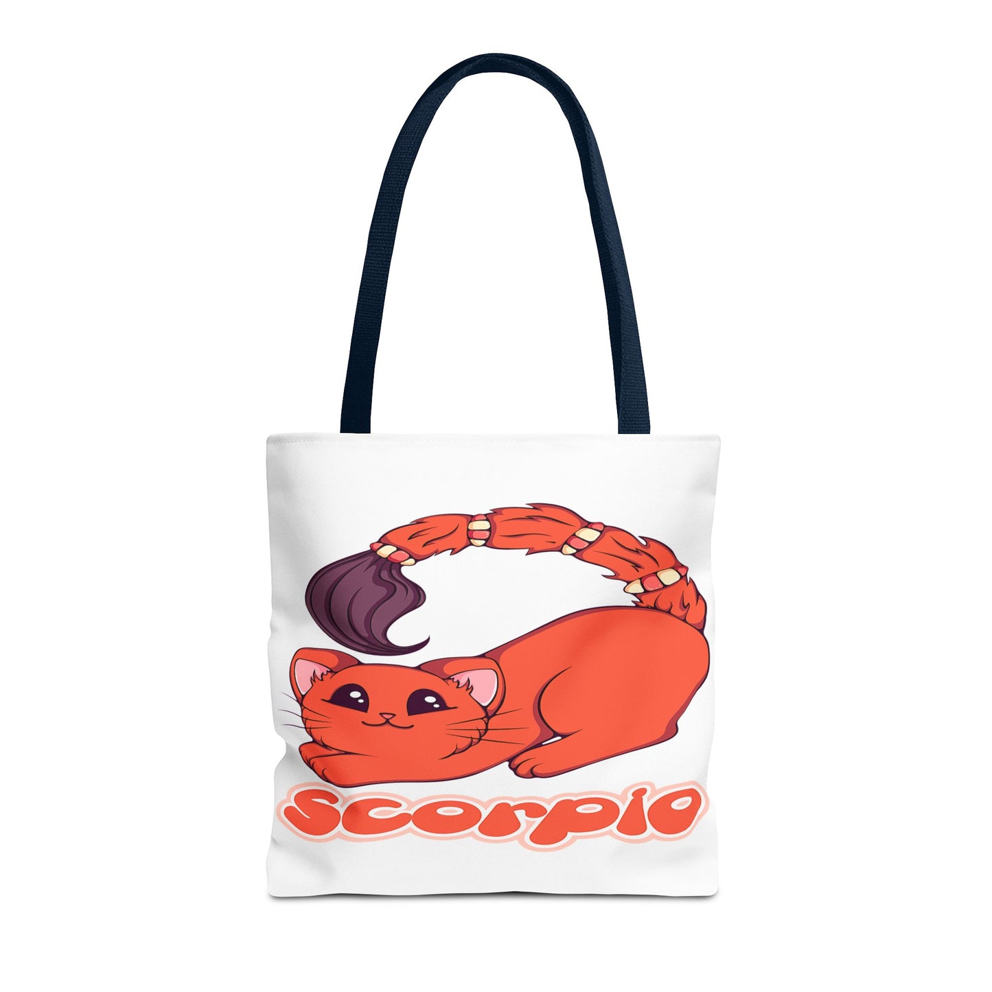 Scorpio Anime Cat White Tote Bag, 3 Sizes