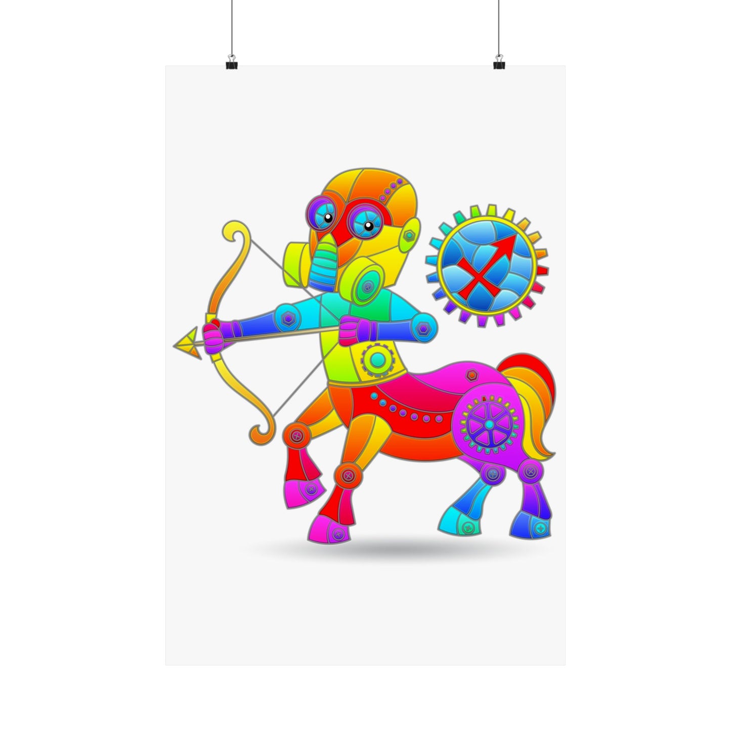 Sagittarius Rainbow Steampunk, Matte Vertical Poster