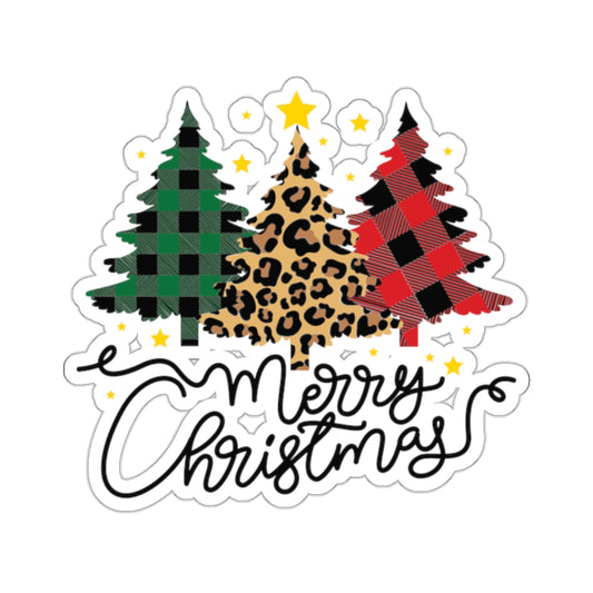 Patchwork Christmas Trees, Kiss-Cut Stickers