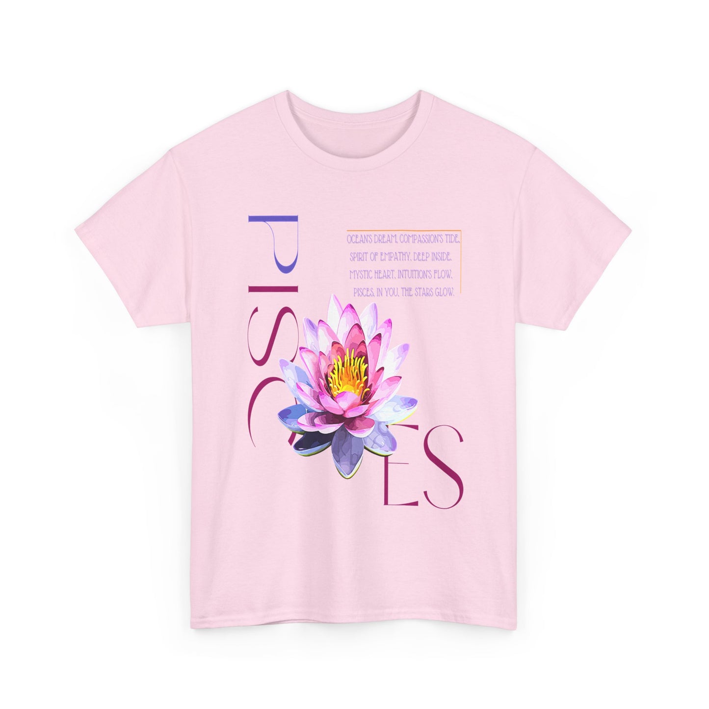 Pisces Pink Lotus, Unisex Heavy Cotton Tee