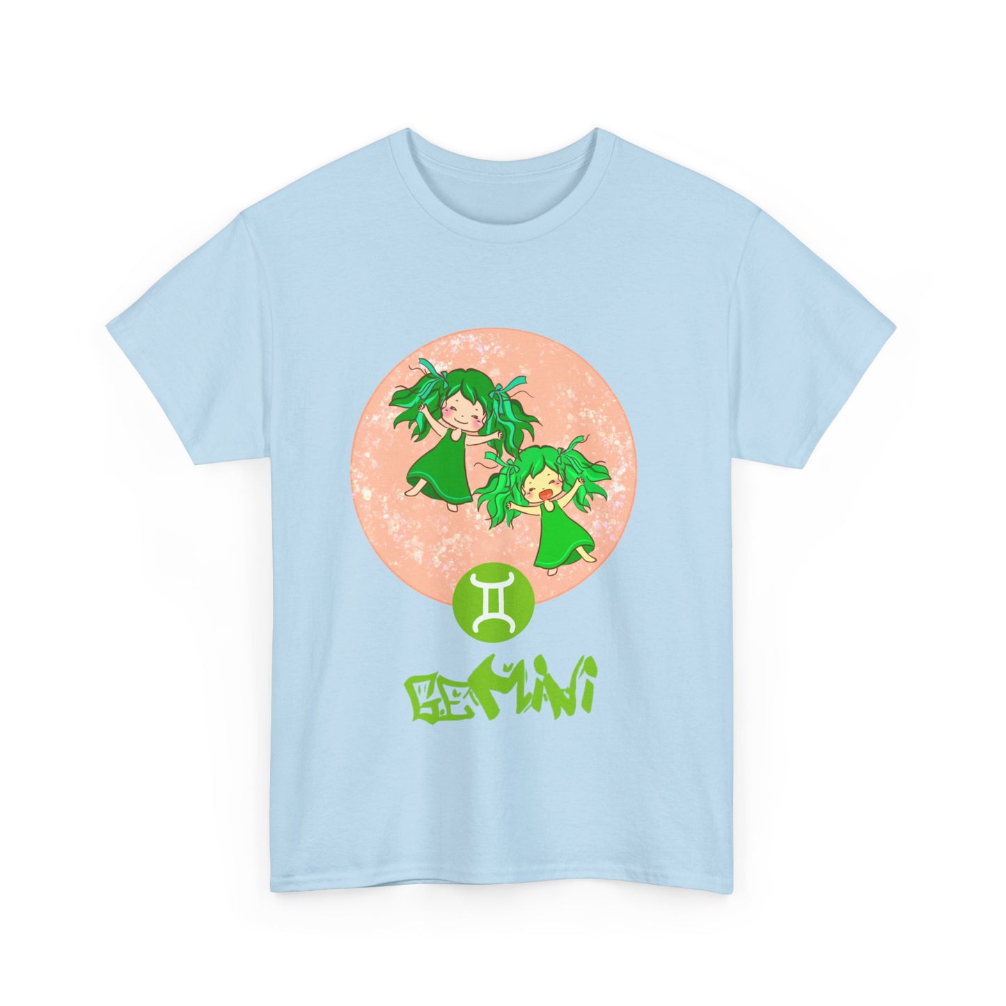 Gemini Chibi Twin Girls, Unisex Heavy Cotton Tee