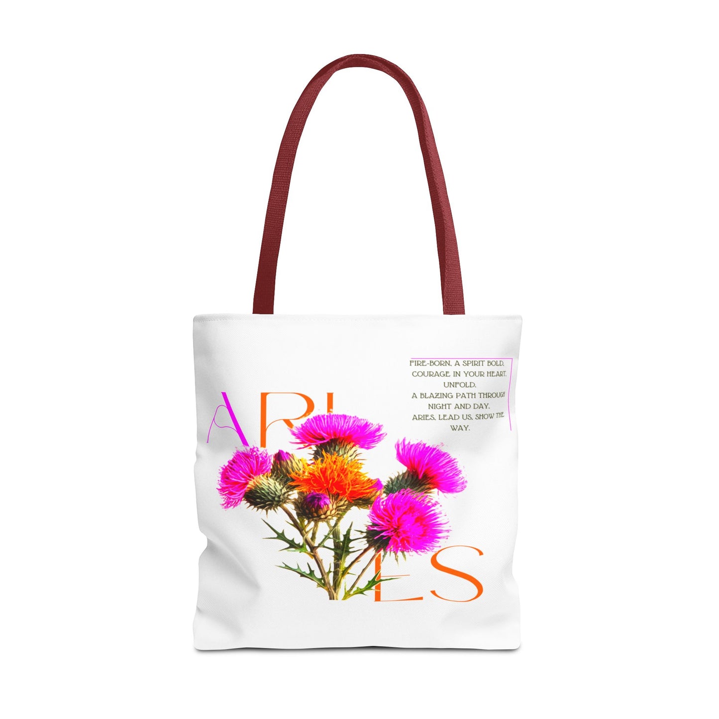 Aries Thistle White Tote Bag, 3 Sizes