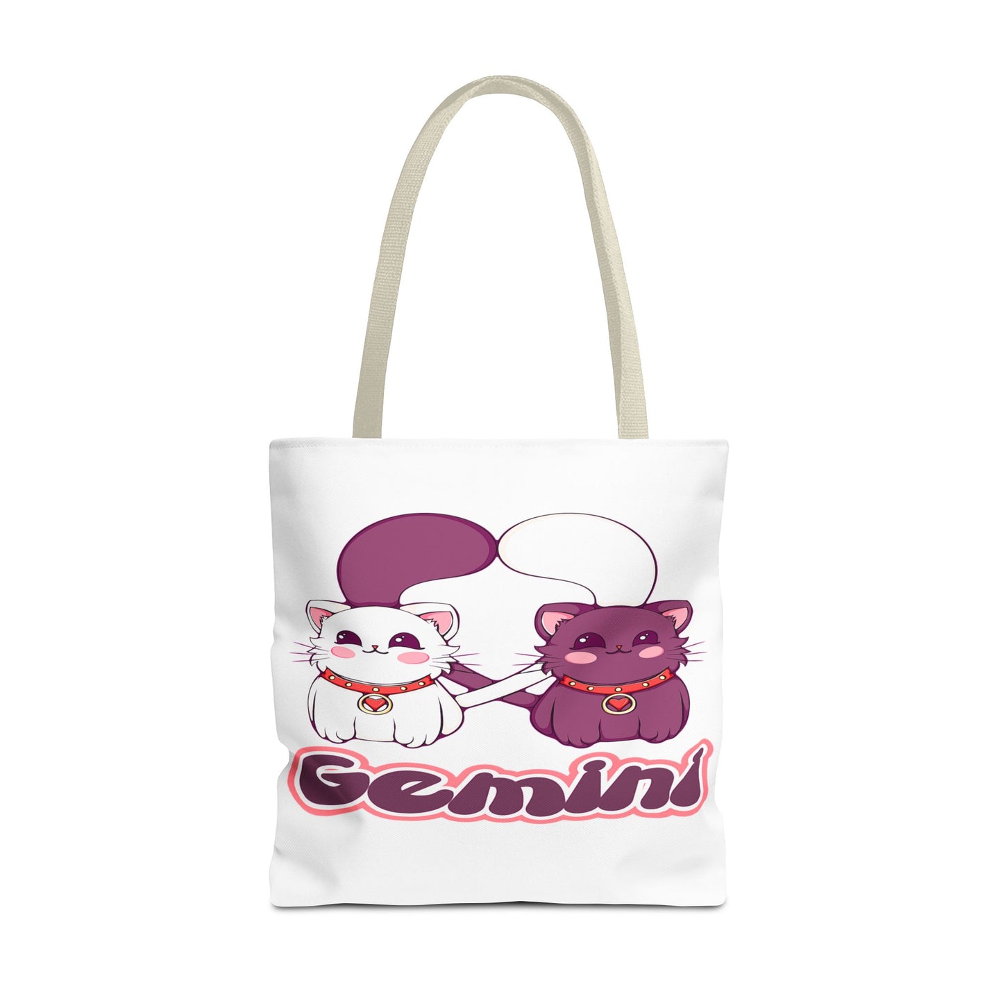 Gemini Anime Cats White Tote Bag, 3 Sizes