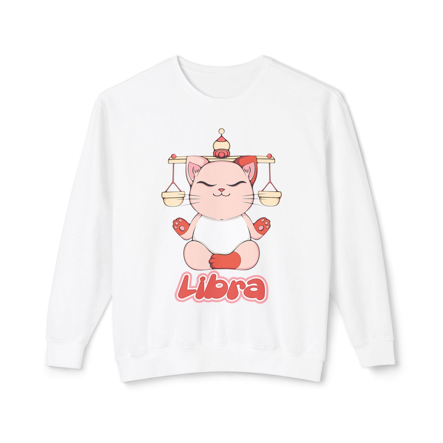 Libra Anime Cat, Unisex Lightweight Crewneck Sweatshirt