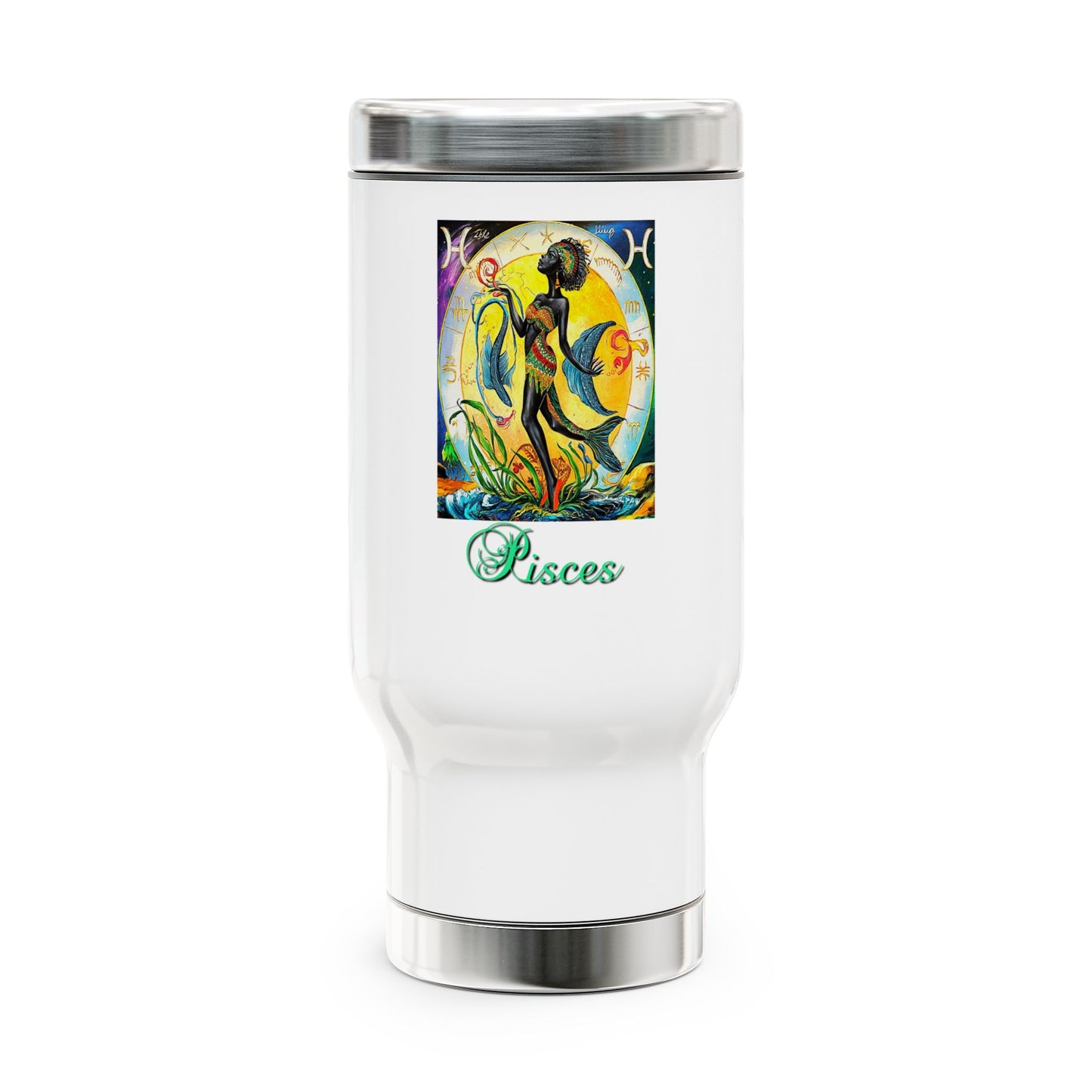 Pisces, Stainless Steel Travel Mug with Handle, 14oz