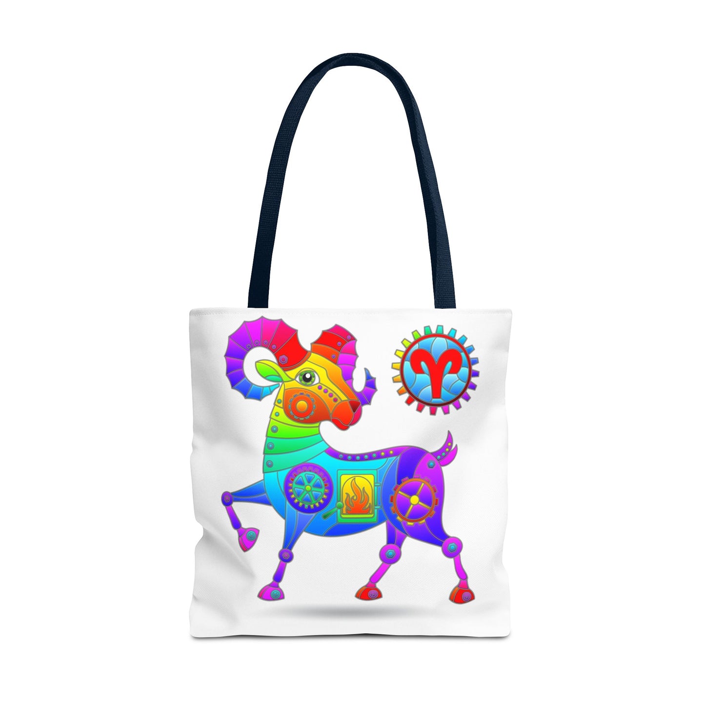 Aries Rainbow Steampunk, White Tote Bag