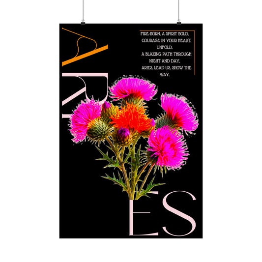 Aries Thistle, Matte Vertical Poster (Black)