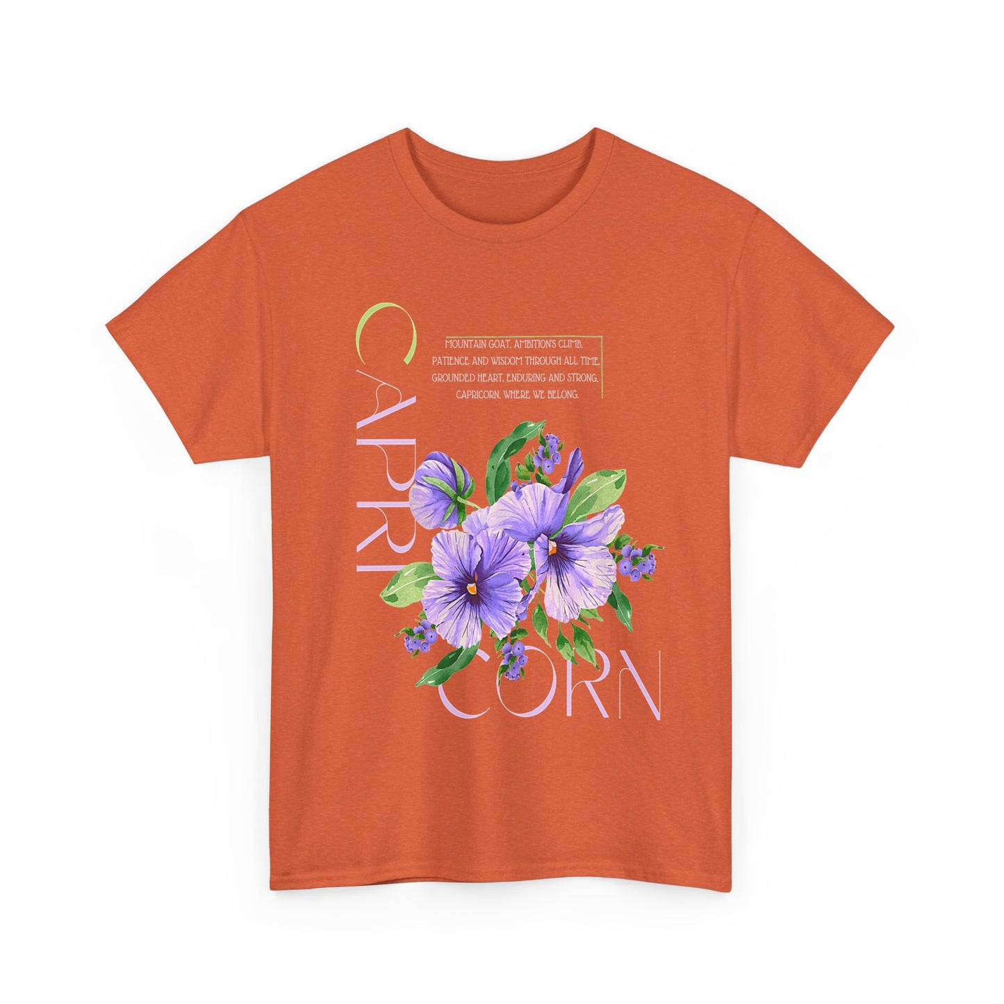 Capricorn Pansies, Unisex Heavy Cotton Tee