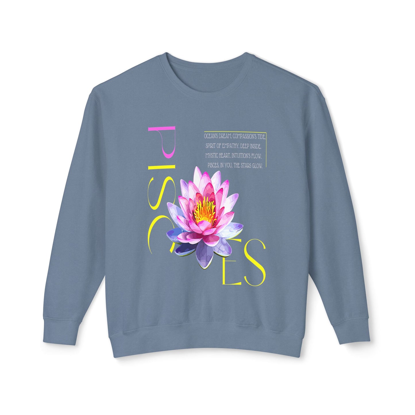 Pisces Pink Lotus, Unisex Lightweight Crewneck Sweatshirt