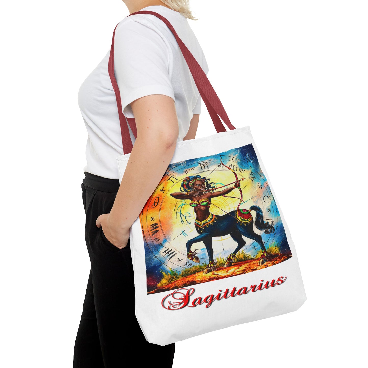 Sagittarius White Tote Bag, 3 Sizes