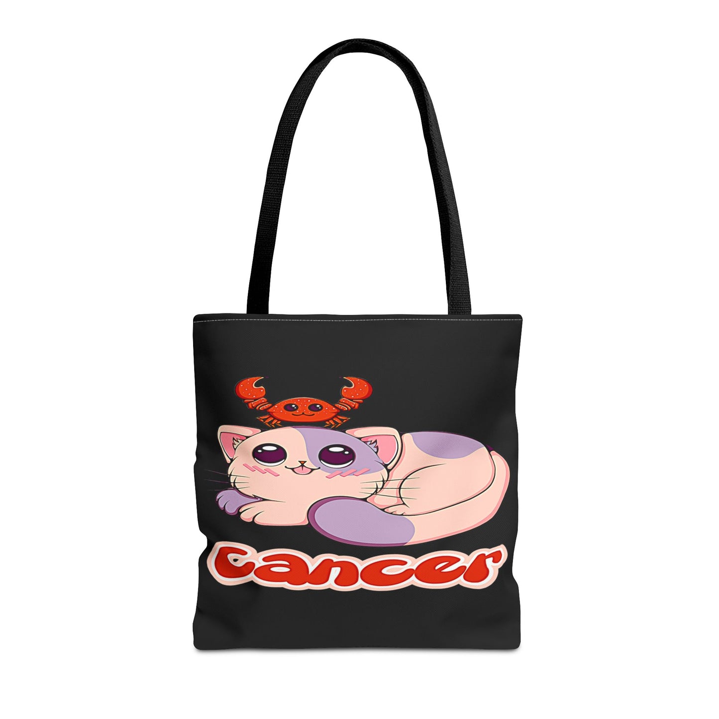 Cancer Anime Cat Black Tote Bag, 3 Sizes