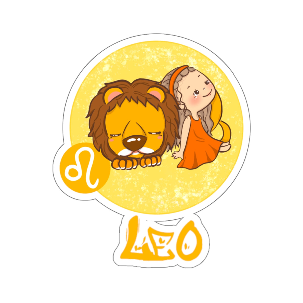 Leo Chibi Girl & Lion, Kiss-Cut Stickers