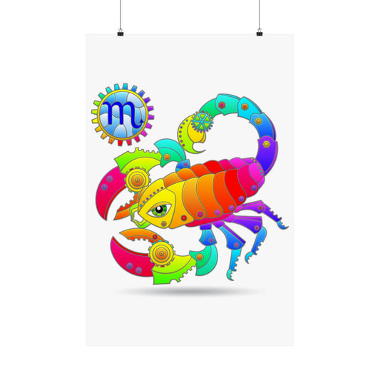 Scorpio Rainbow Steampunk, Matte Vertical Poster