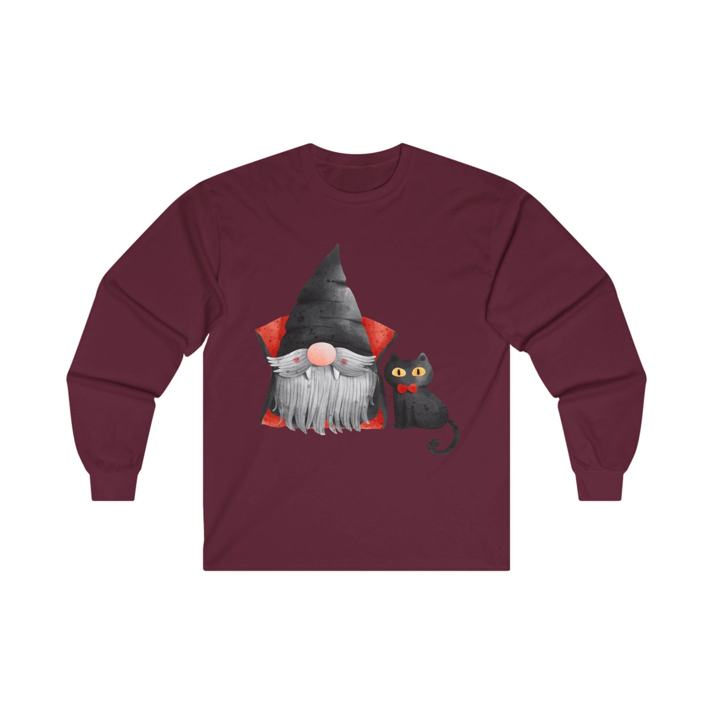 Warlock Gnome & Black Cat, Unisex Ultra Cotton Long Sleeve Tee