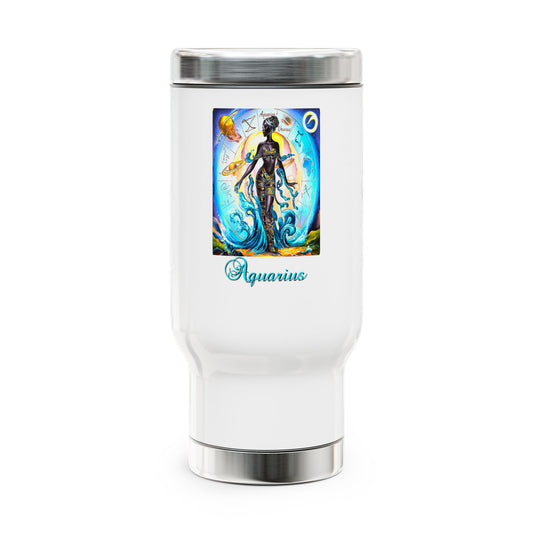 Aquarius, Stainless Steel Travel Mug with Handle, 14oz