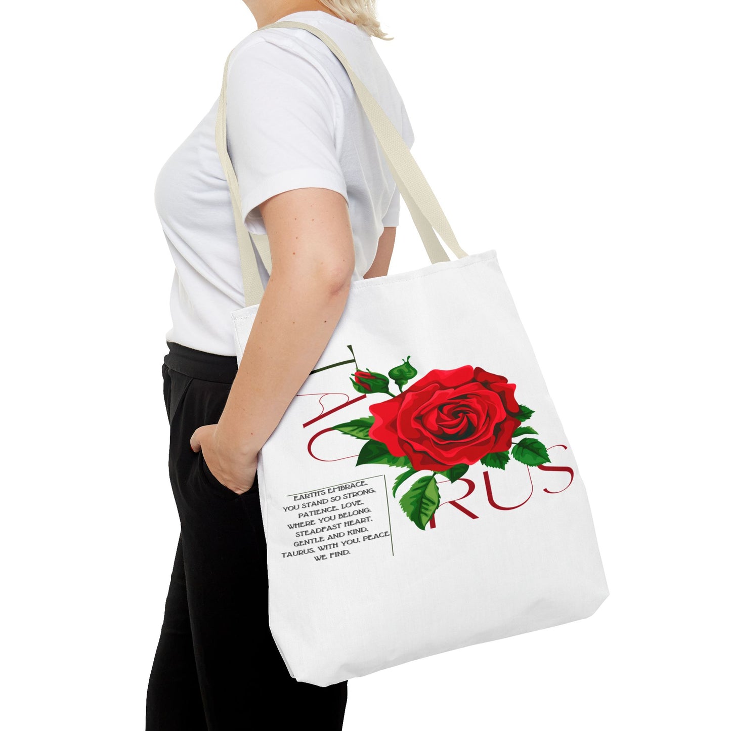 Taurus Rose White Tote Bag, 3 Sizes