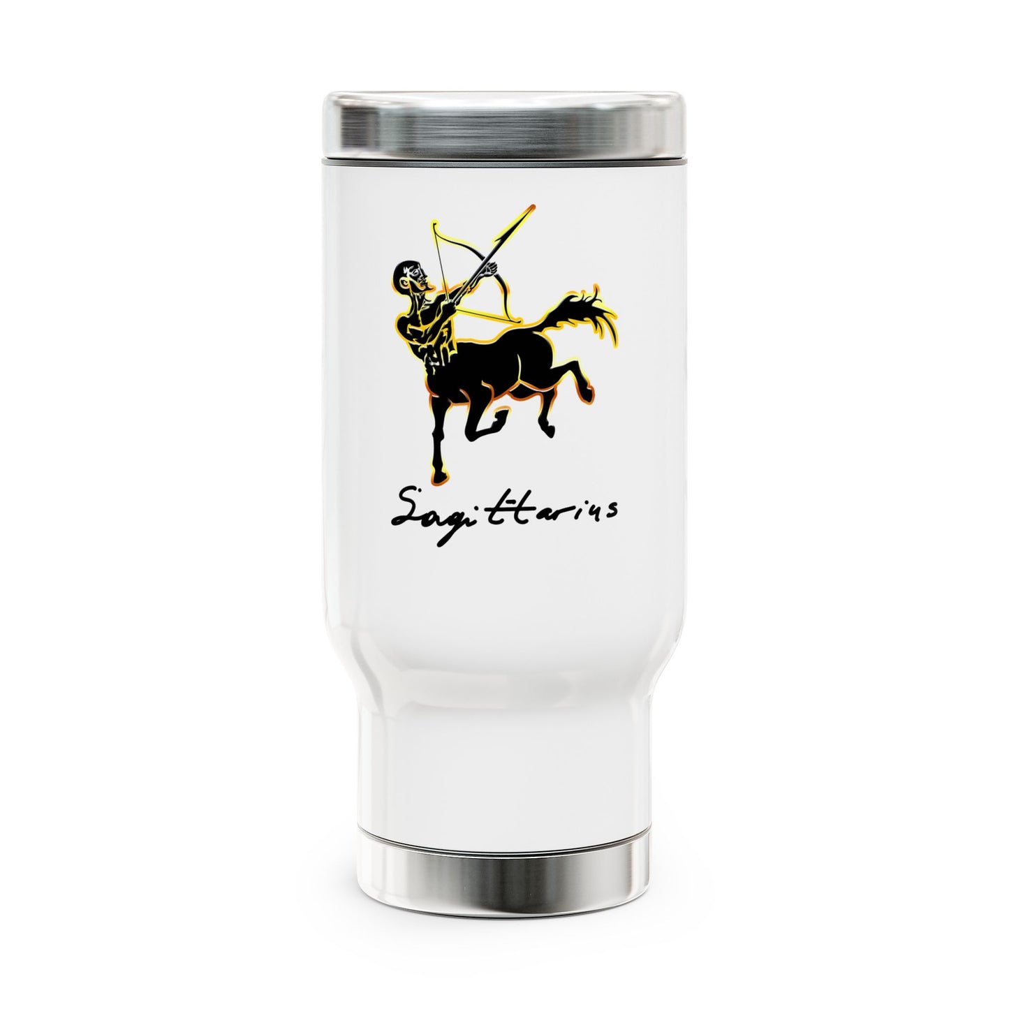 Sagittarius Centaur Archer, Stainless Steel Travel Mug with Handle, 14oz