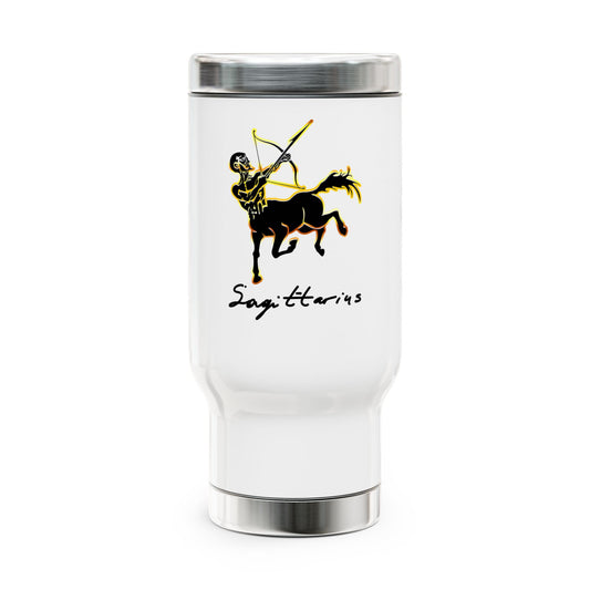 Sagittarius Centaur Archer, Stainless Steel Travel Mug with Handle, 14oz