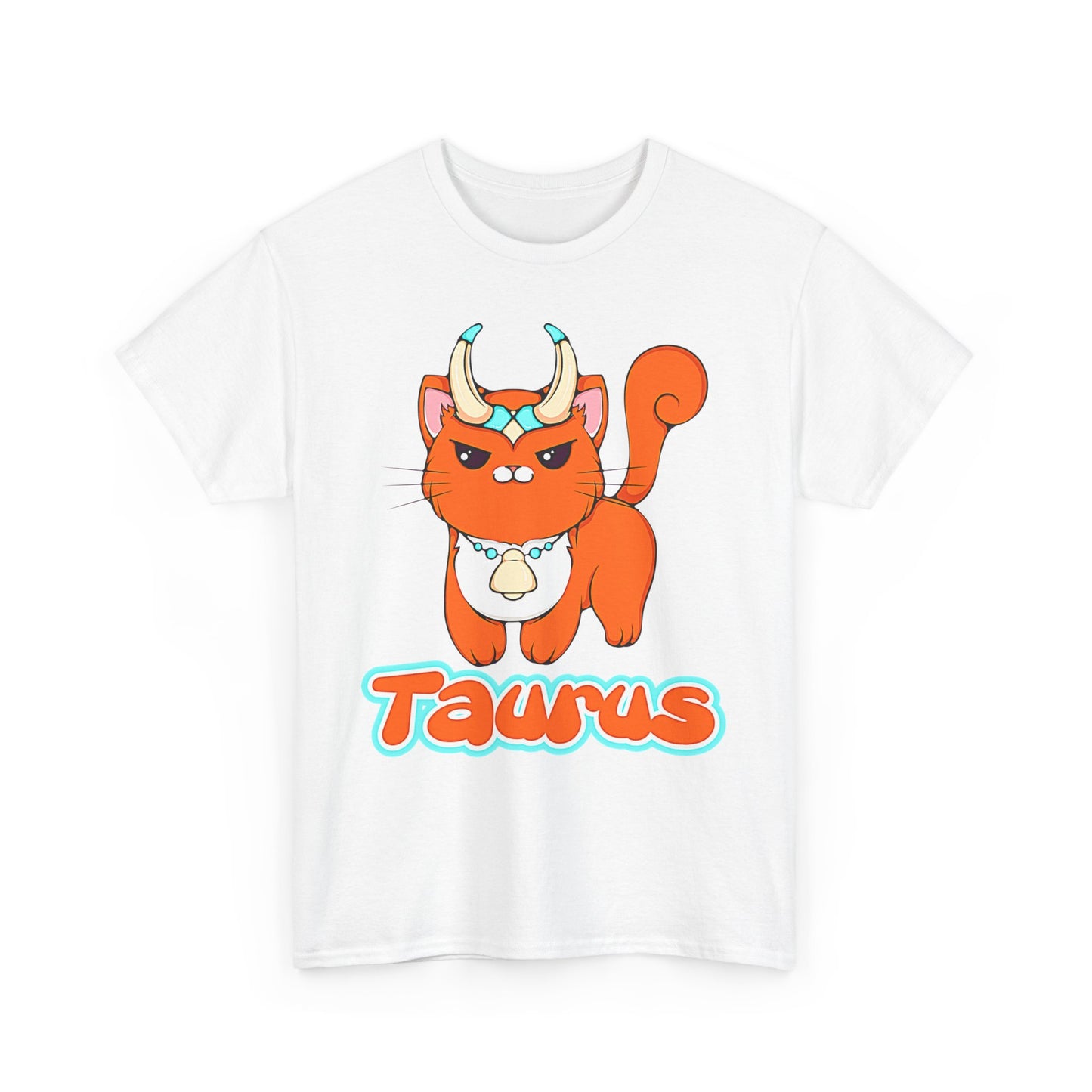 Taurus Anime Cat, Unisex Heavy Cotton Tee