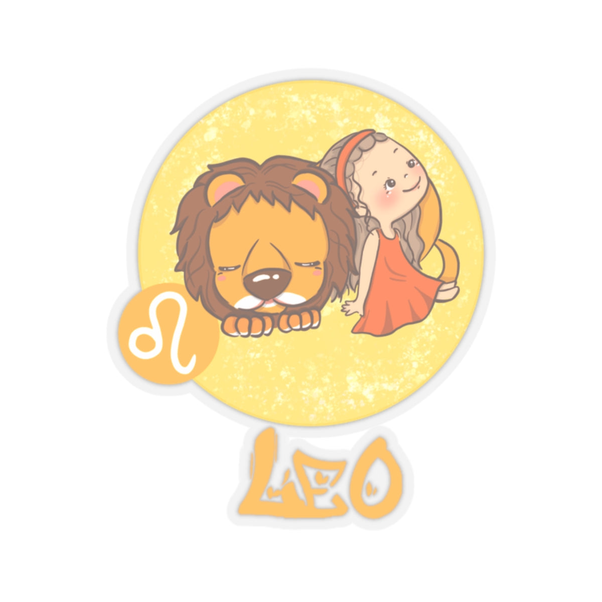 Leo Chibi Girl & Lion, Kiss-Cut Stickers