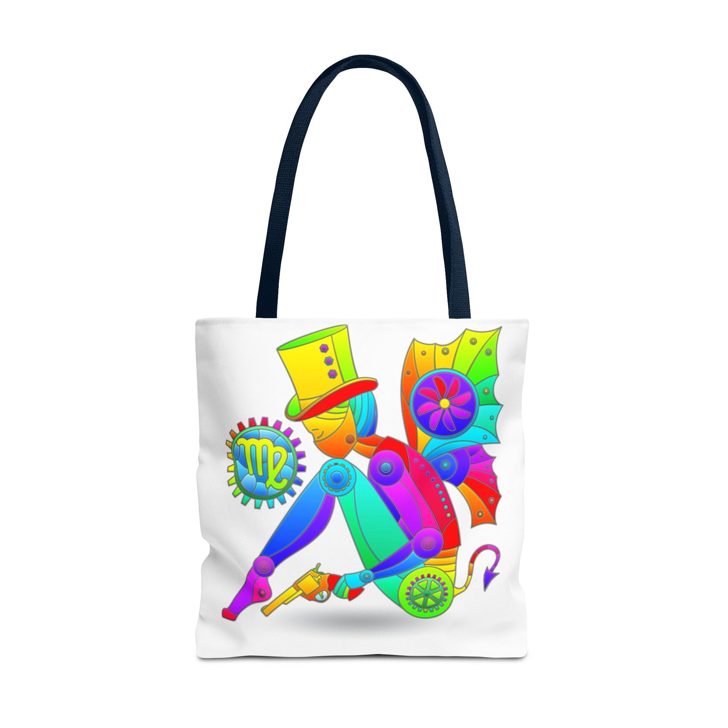 Virgo Rainbow Steampunk, White Tote Bag