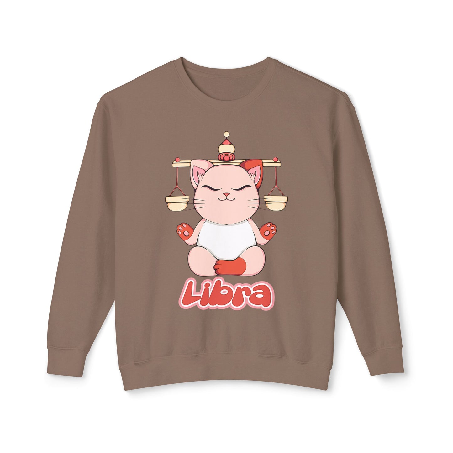 Libra Anime Cat, Unisex Lightweight Crewneck Sweatshirt