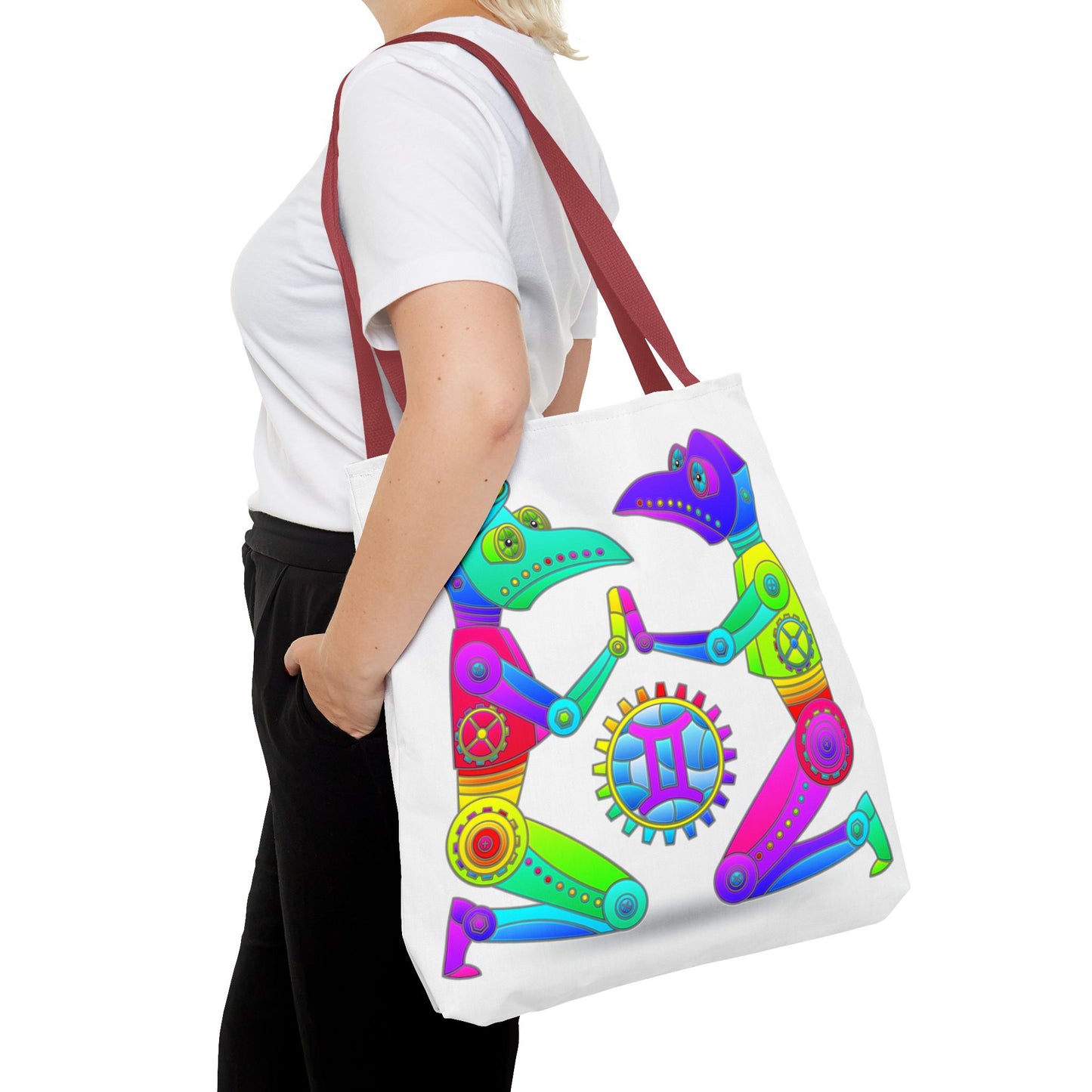 Gemini Rainbow Steampunk, White Tote Bag