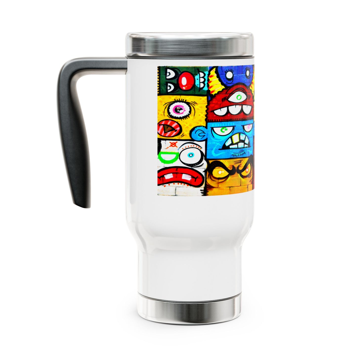 Smiles, Stainless Steel Travel Mug with Handle, 14oz