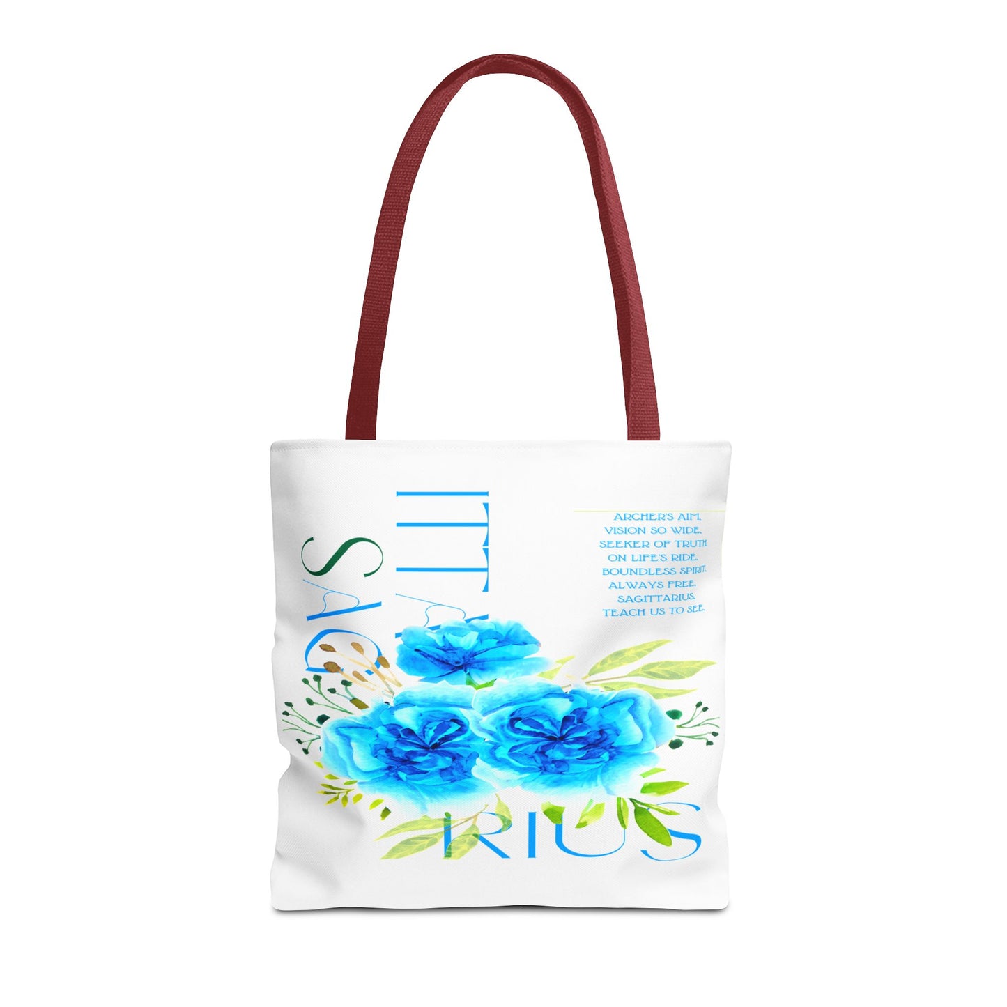 Sagittarius Blue Carnations White Tote Bag, 3 Sizes