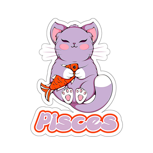 Pisces Anime Cat, Kiss-Cut Stickers