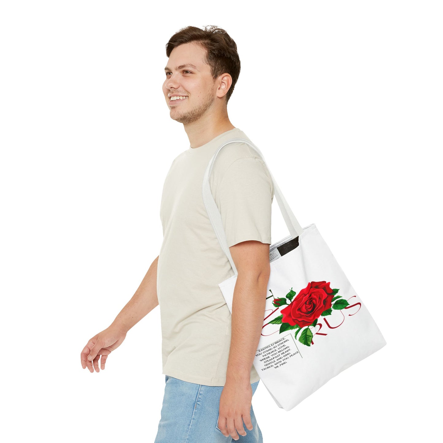 Taurus Rose White Tote Bag, 3 Sizes