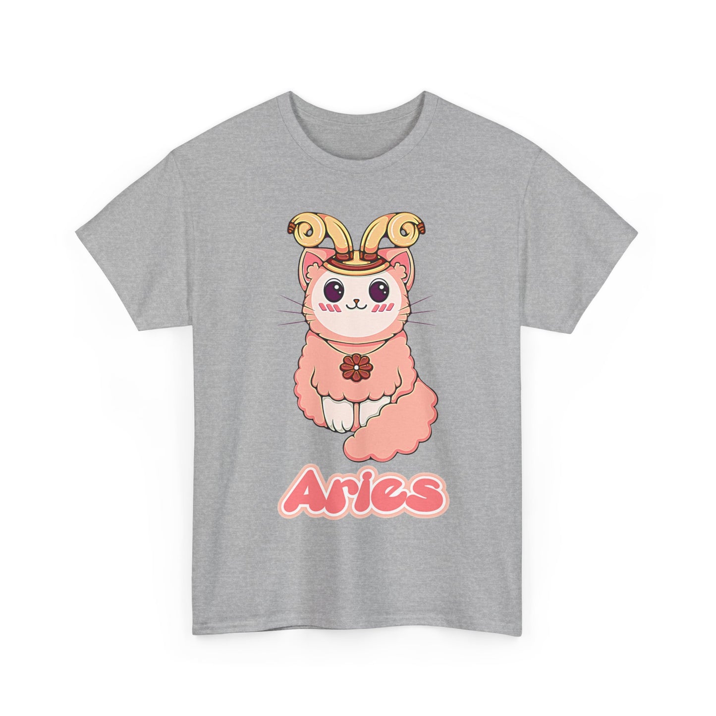 Aries Anime Cat, Unisex Heavy Cotton Tee