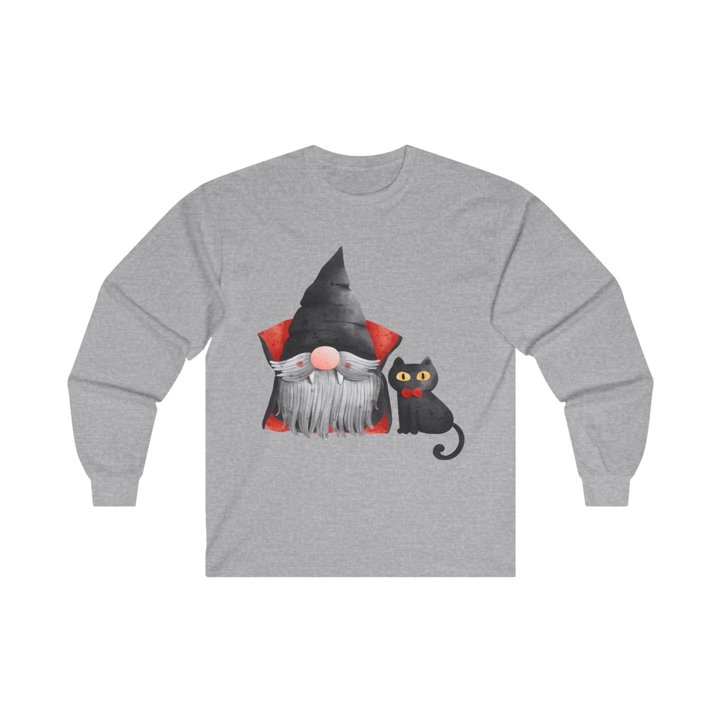 Warlock Gnome & Black Cat, Unisex Ultra Cotton Long Sleeve Tee