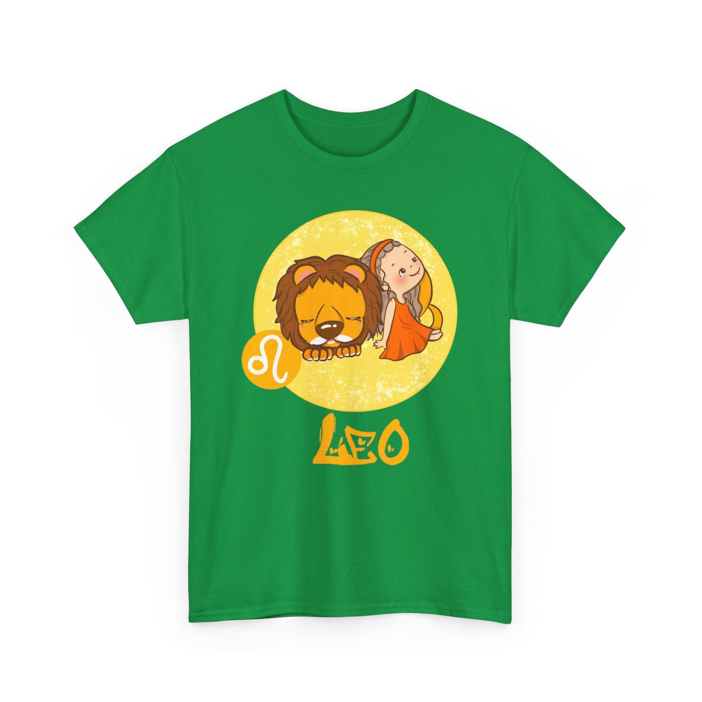 Leo Chibi Girl & Lion, Unisex Heavy Cotton Tee