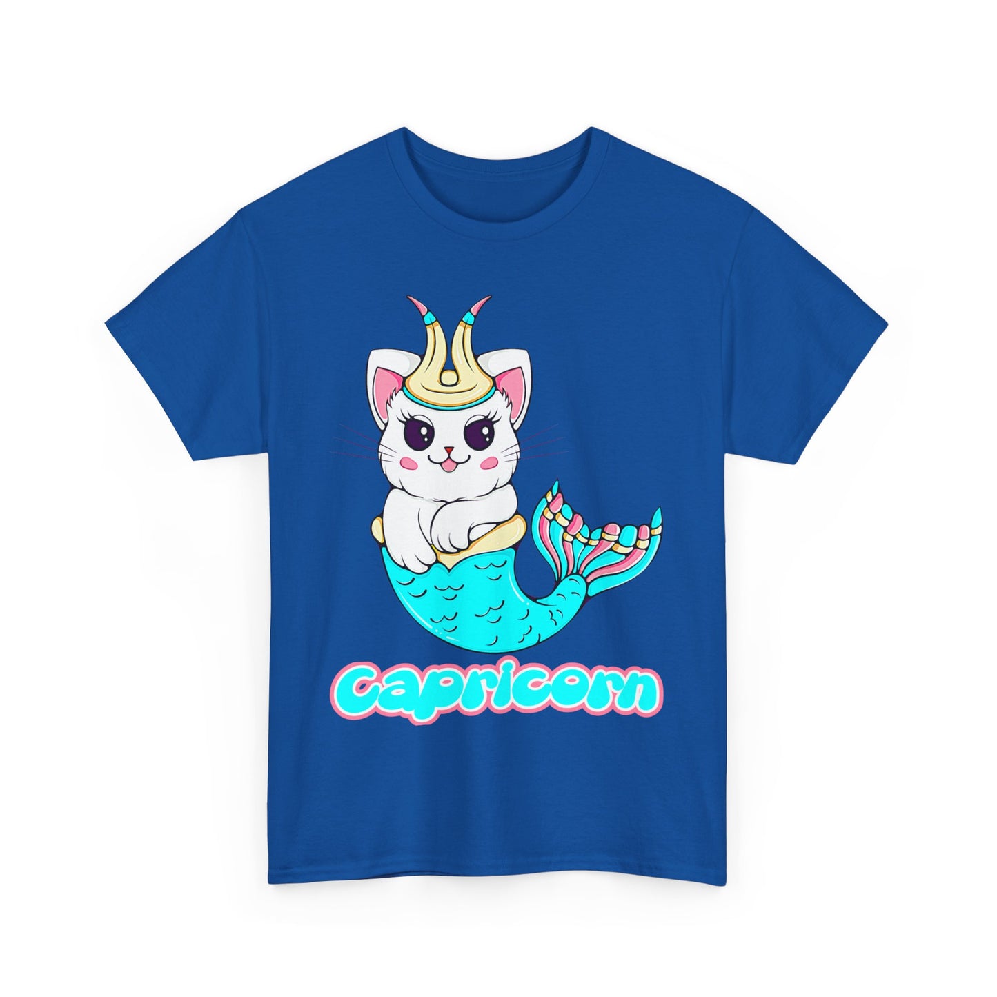 Capricorn Anime Cat, Unisex Heavy Cotton Tee