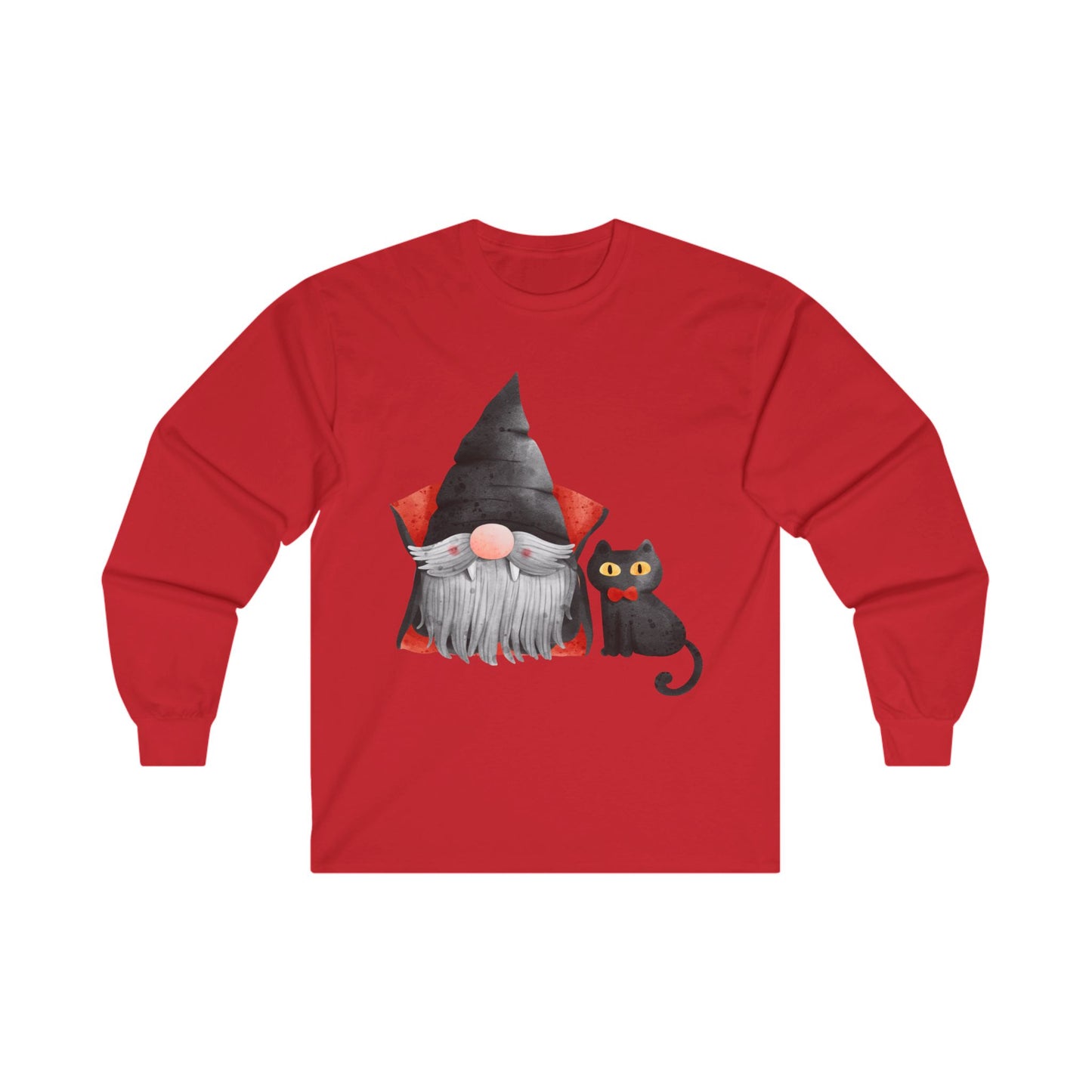 Warlock Gnome & Black Cat, Unisex Ultra Cotton Long Sleeve Tee