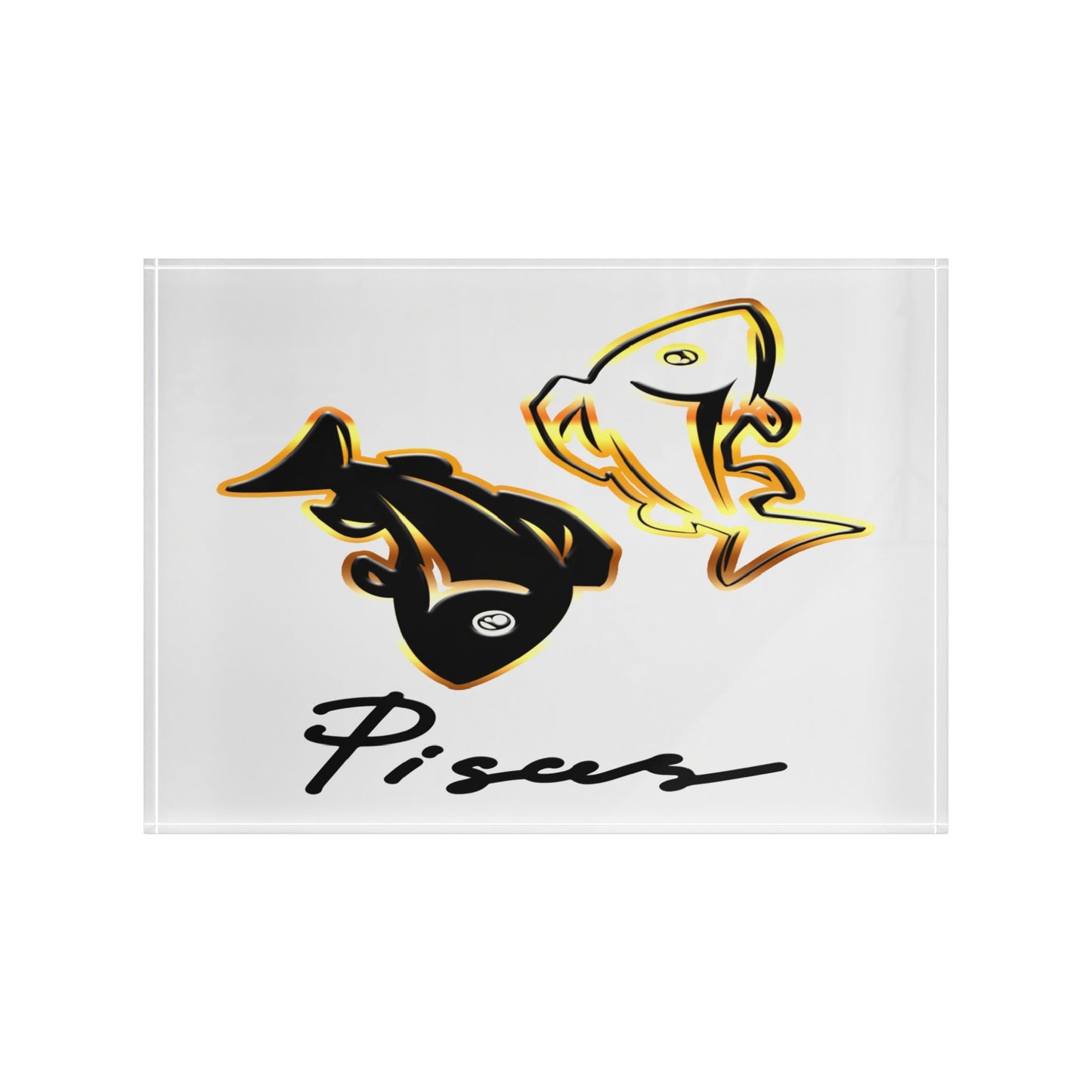 Pisces Fish Photo Block, White