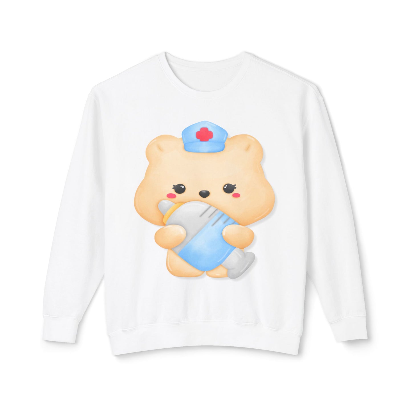 Nurse Bear, Unisex Lightweight Crewneck Sweatshirt