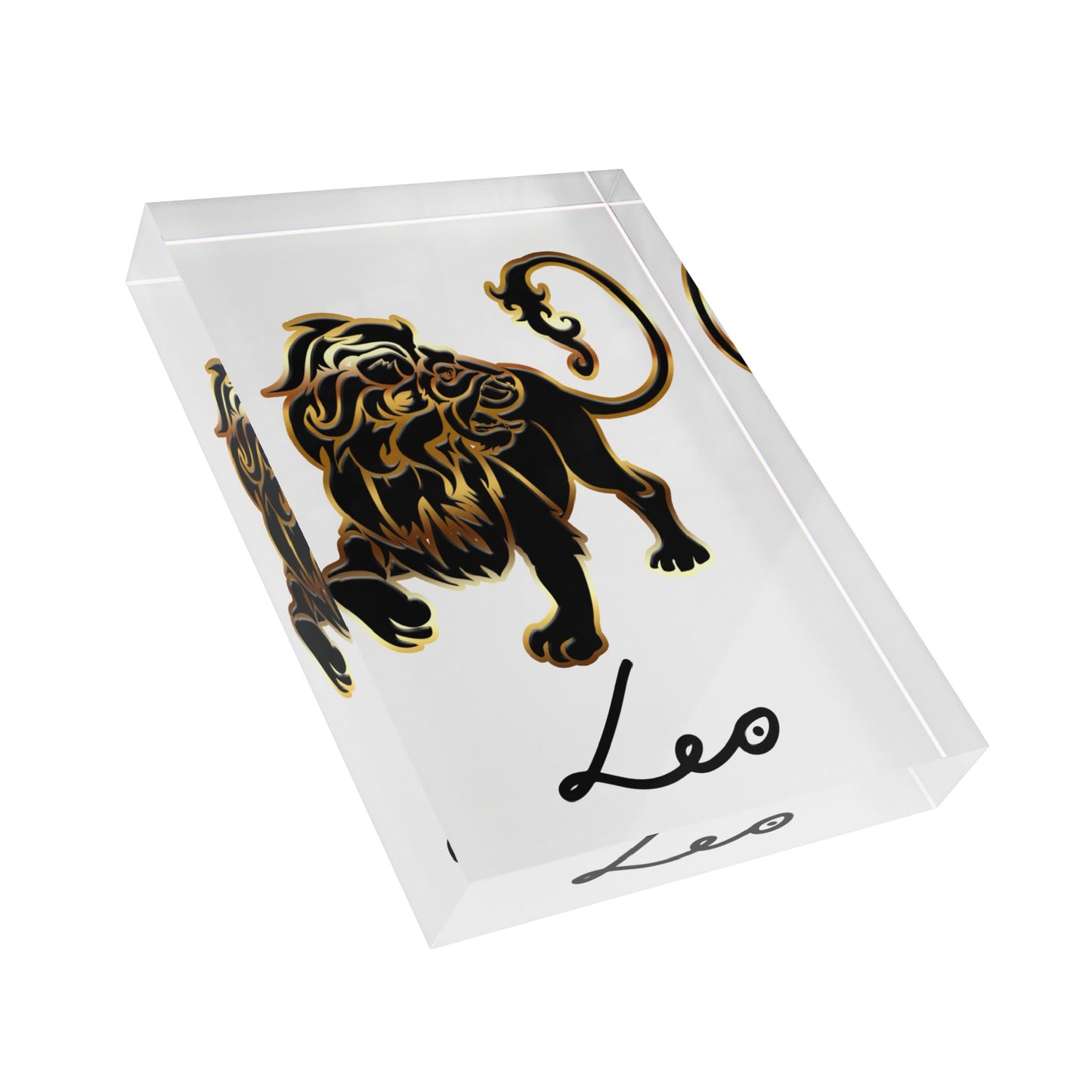 Leo Lion Photo Block, White