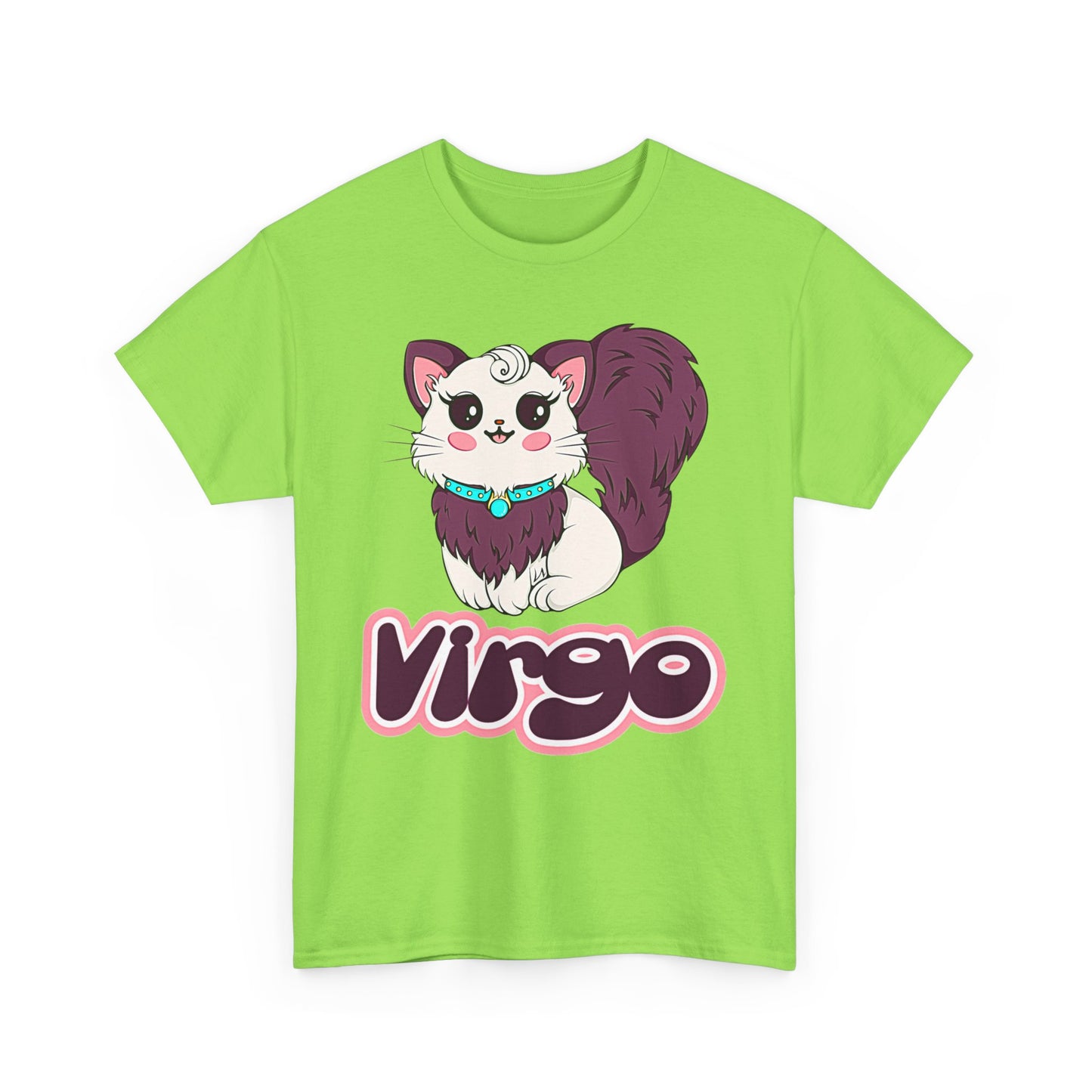 Virgo Anime Cat, Unisex Heavy Cotton Tee