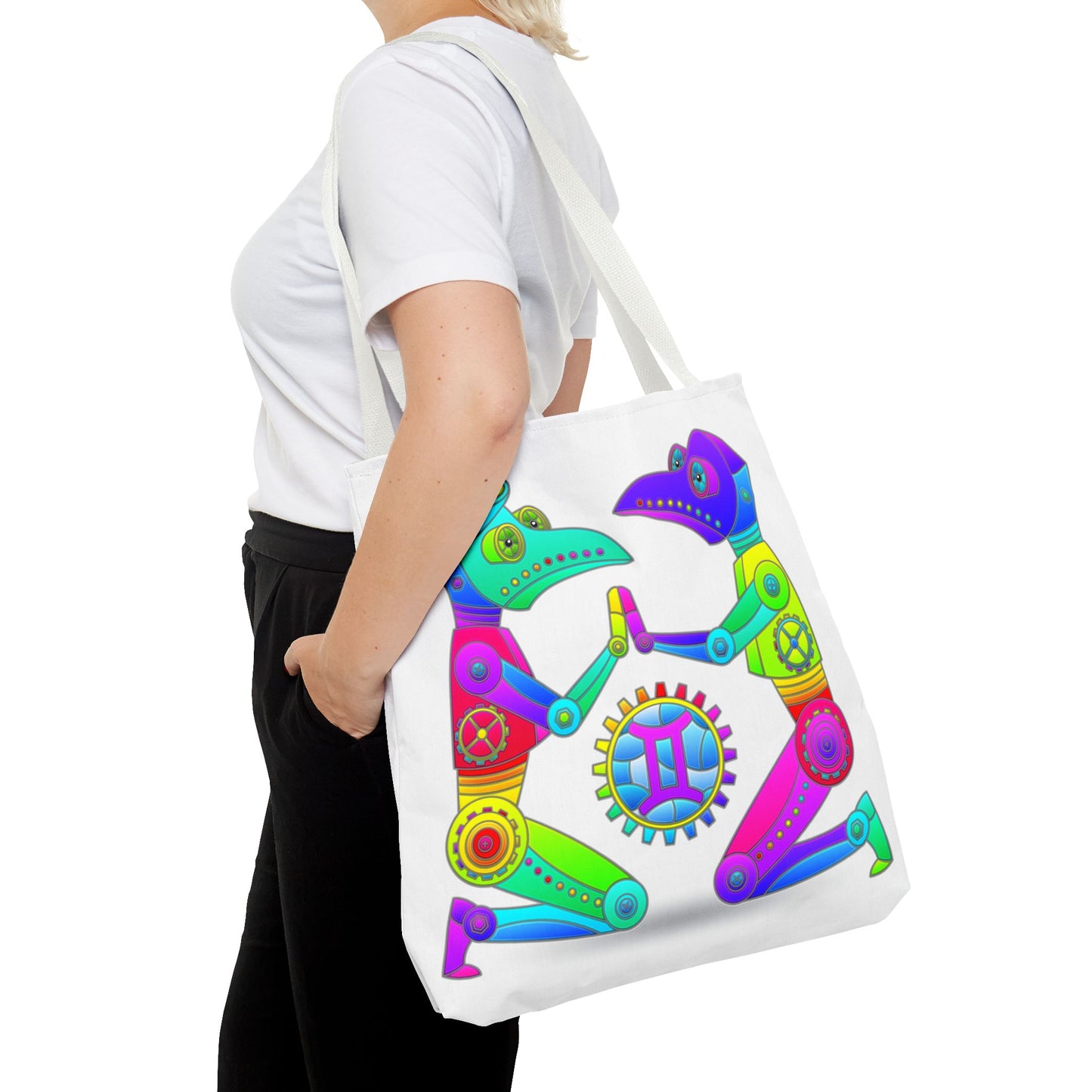 Gemini Rainbow Steampunk, White Tote Bag