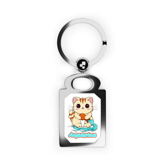 Aquarius Anime Cat, Rectangle Photo Keyring