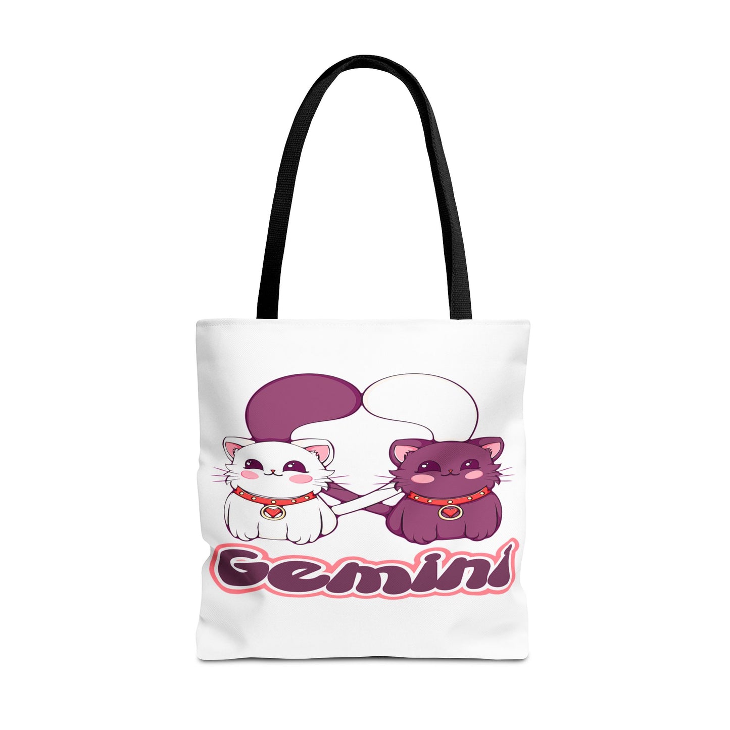 Gemini Anime Cats White Tote Bag, 3 Sizes