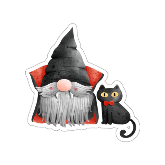 Warlock Gnome & Black Cat, Kiss-Cut Stickers