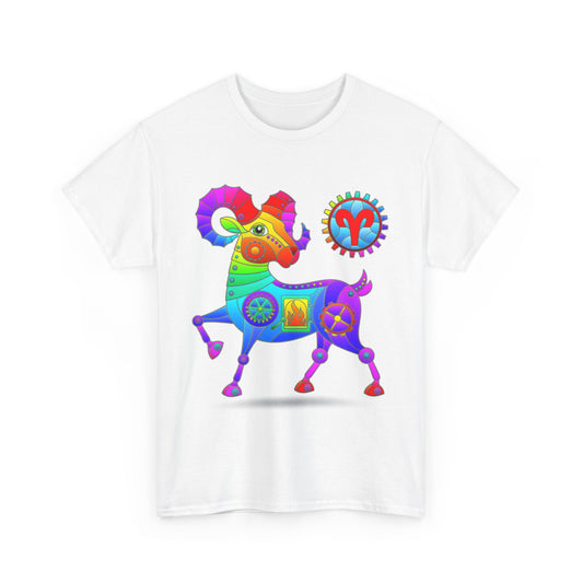 Aries Rainbow Steampunk, Unisex Heavy Cotton Tee